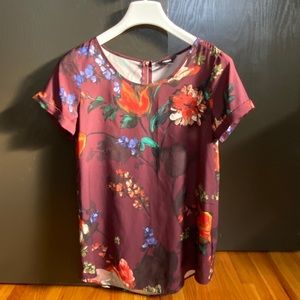 Express Maroon Floral Print Blouse, M